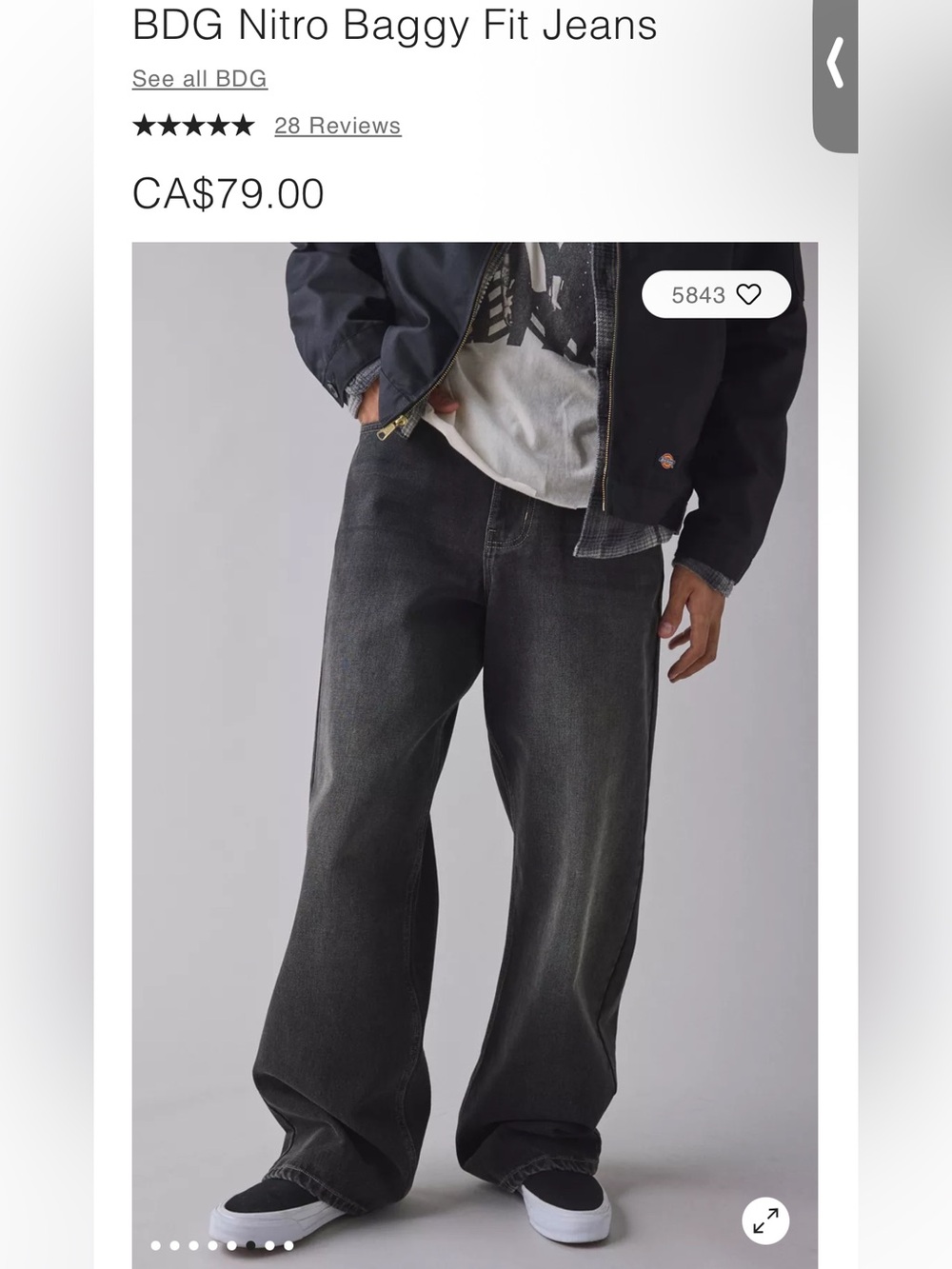 BDG Nitro Fit Wide leg Baggy Jeans